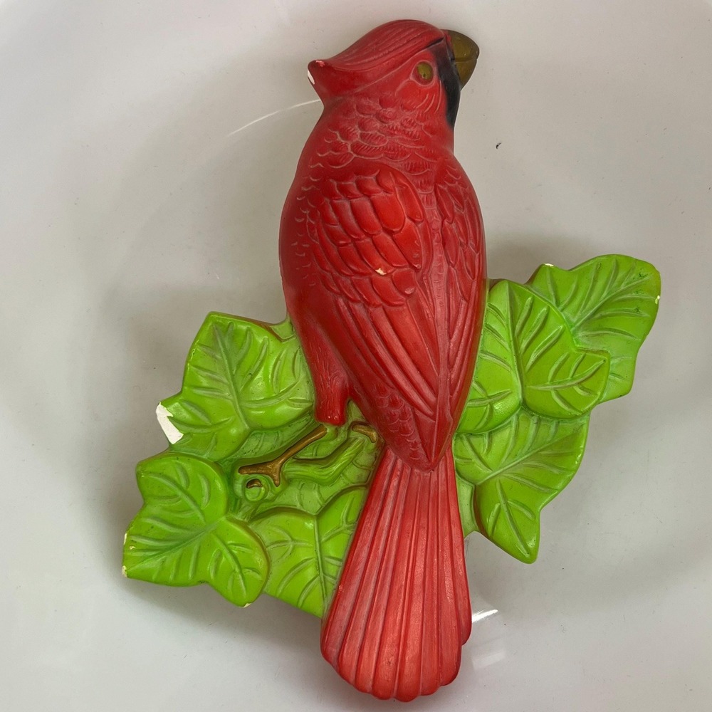 Miller Studios Red Bird Cardinal Chalkware Wall Hanging‎ Vintage Wall Art Decor